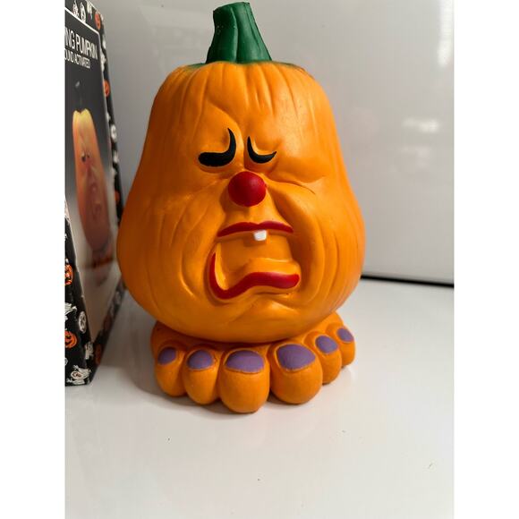 2 new vintage Halloween grumpy pumpkin displays. UNTESTED! Orange decoration - Picture 7 of 16